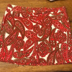 J. Crew paisley mini skirt women’s size 6 front pockets cotton & spandex